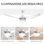 HOMCOM-Ventilatore-da-Soffitto-con-Luce-LED-a-3-Modalita-con-Telecomando-6-Velocita-Φ132x40cm