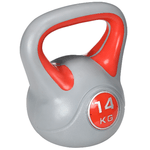 SPORTNOW Kettlebell 14kg in PU e Sabbia con Base Piatta e Impugnatura per Stacchi, Squat e Sollevamenti, 26x18x32 cm, Rosso