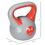 SPORTNOW-Kettlebell-14kg-in-PU-e-Sabbia-con-Base-Piatta-e-Impugnatura-per-Stacchi-Squat-e-Sollevamenti-26x18x32-cm-Rosso