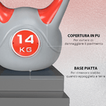 SPORTNOW-Kettlebell-14kg-in-PU-e-Sabbia-con-Base-Piatta-e-Impugnatura-per-Stacchi-Squat-e-Sollevamenti-26x18x32-cm-Rosso