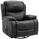 HOMCOM Poltrona Relax Massaggiante con Reclinazione e Poggiapiedi, 97x92X104cm Nero