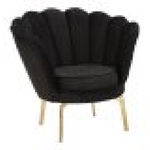 Poltrona elegante, tessuto imbottito nero, gambe metallo dorate 83x76x78cm Vienna Plus