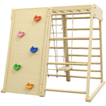 HOMCOM Palestrina per Bambini 3+ Anni 5 in 1 con Parete da Arrampicata, 3 Scale e Altalena, 120x105x120 cm