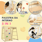 HOMCOM-Palestrina-per-Bambini-3--Anni-5-in-1-con-Parete-da-Arrampicata-3-Scale-e-Altalena-120x105x120-cm