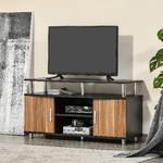 HOMCOM-Mobile-TV-Moderno-con-2-Ripiani-Fori-Passacavi-e-2-Armadietti-in-MDF-105x40x55cm---Nero-Marrone