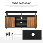 HOMCOM-Mobile-TV-Moderno-con-2-Ripiani-Fori-Passacavi-e-2-Armadietti-in-MDF-105x40x55cm---Nero-Marrone