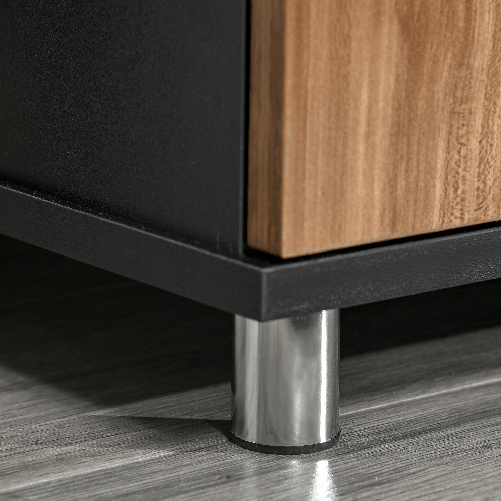 HOMCOM-Mobile-TV-Moderno-con-2-Ripiani-Fori-Passacavi-e-2-Armadietti-in-MDF-105x40x55cm---Nero-Marrone