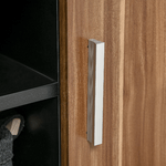 HOMCOM-Mobile-TV-Moderno-con-2-Ripiani-Fori-Passacavi-e-2-Armadietti-in-MDF-105x40x55cm---Nero-Marrone