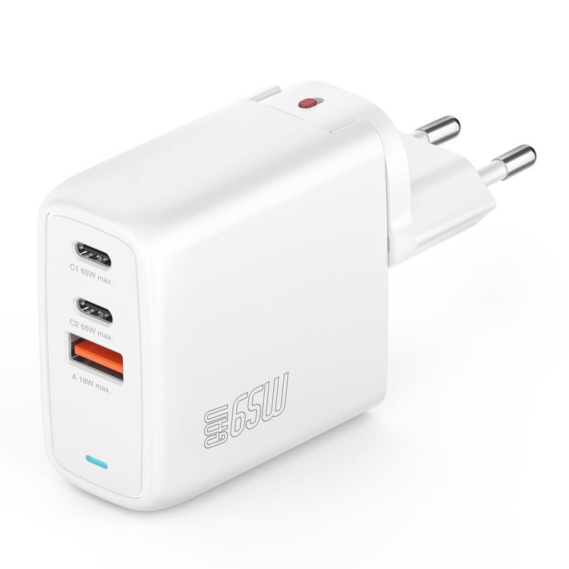 Caricabatterie-4smarts-GaN-Flex-65W-2-USB-C--1-USB-A-bianco