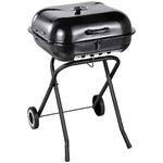 Outsunny Barbecue in Acciaio con Coperchio e Ruote Nero 57x70x86cm