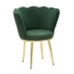 Poltrona elegante, tessuto imbottito verde gambe metallo dorate 70x63x83cm Mindy