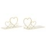 Comodino mensola HEARTS COPPIA 41,5x18x21 cm metallo dorato e vetro