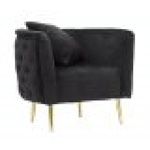 Poltrona elegante, velluto nero gambe legno 76x74x71cm Bucarest