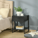 HOMCOM-Comodino-Moderno-con-Cassetto-e-Ripiano-Aperto-per-Camera-da-Letto-e-Soggiorno-in-Truciolato-e-Acciaio-45x40x60cm-Nero