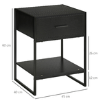 HOMCOM-Comodino-Moderno-con-Cassetto-e-Ripiano-Aperto-per-Camera-da-Letto-e-Soggiorno-in-Truciolato-e-Acciaio-45x40x60cm-Nero