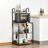 HOMCOM-Mobiletto-per-Microonde-a-4-Ripiani-e-4-Ganci-Mobile-Cucina-in-Acciaio-e-Legno-60x40x125cm-Marrone-Rustico