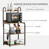 HOMCOM-Mobiletto-per-Microonde-a-4-Ripiani-e-4-Ganci-Mobile-Cucina-in-Acciaio-e-Legno-60x40x125cm-Marrone-Rustico