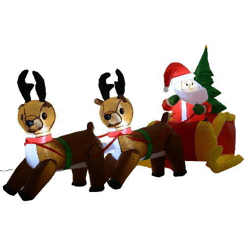 HOMCOM-Gonfiabile-di-Babbo-Natale-con-Slitta-e-Renne-Autogonfiabile-Elettrico-Impermeabile-e-Resistente-Lungo-210-Metri