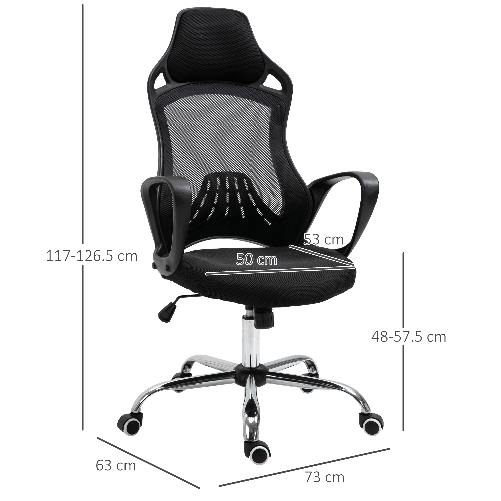 Vinsetto-Sedia-da-Ufficio-Ergonomica-sedie-da-gaming-in-Tessuto-a-Rete-Traspirante-con-Ampi-Braccioli-Nero