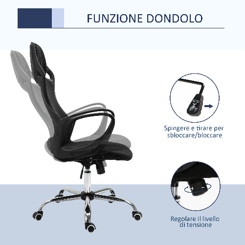 Vinsetto-Sedia-da-Ufficio-Ergonomica-sedie-da-gaming-in-Tessuto-a-Rete-Traspirante-con-Ampi-Braccioli-Nero