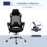 Vinsetto-Sedia-da-Ufficio-Ergonomica-sedie-da-gaming-in-Tessuto-a-Rete-Traspirante-con-Ampi-Braccioli-Nero