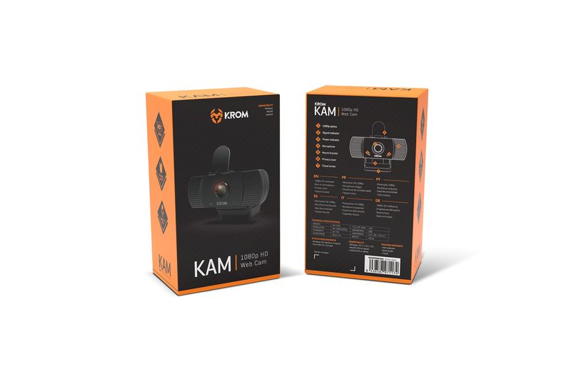 KROM-KAM-WebCam-Full-HD-1080p---Microfono-integrato---USB-2.0---Copertura-privacy---Tripode-in-metallo-incluso---Angolo-