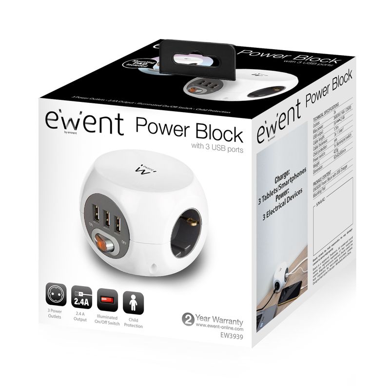 EWENT-MULTIPRESA-CUBO-3-POSTI-CON-CARICATORE-USB-WHITE-EW3939