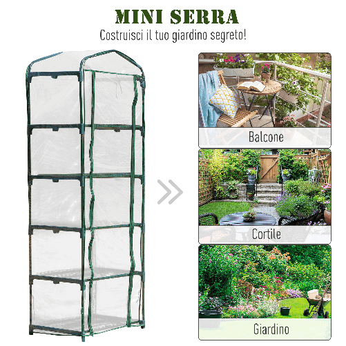 Outsunny-Mini-Serra-da-Giardino-e-Terrazza-a-5-Ripiani-Acciaio-e-PVC