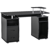 HOMCOM-Scrivania-per-Computer-Moderna-Porta-PC-Scrivania-da-Ufficio-in-Legno-con-Cassetti-Mensola-Estraibile-e-Porta-Tastiera-120x55x85cm-Nero