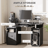 HOMCOM-Scrivania-per-Computer-Moderna-Porta-PC-Scrivania-da-Ufficio-in-Legno-con-Cassetti-Mensola-Estraibile-e-Porta-Tastiera-120x55x85cm-Nero