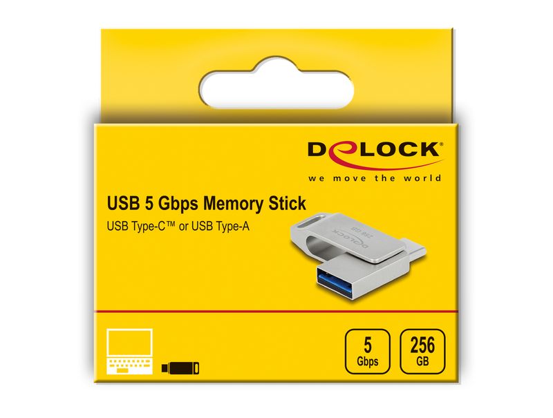 Delock-USB-5-Gbps-USB-C--memory-stick-Tipo-A-da-256-GB---alloggiamento-in-metallo