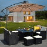 Ombrellone ottagonale marrone 3 mt con palo laterale e illuminazione led pannello solare Sicorage Ludex