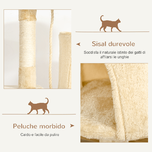 PawHut-Albero-per-Gatti-a-4-Livelli-con-Giocattoli-Beige-40x40x114cm