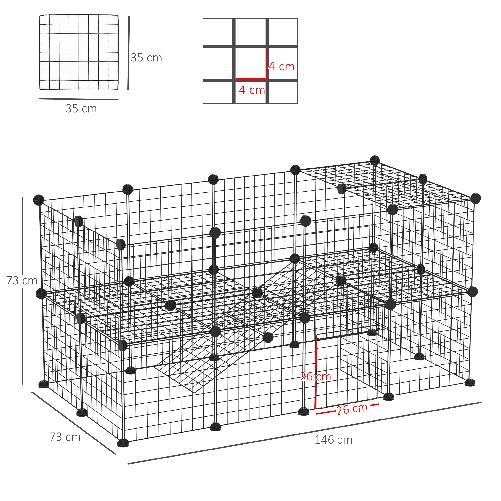 PawHut-Recinto-in-Metallo-per-Piccoli-Animali-Domestici-con-36-Pannelli-di-Metallo-da-Montare-Secondo-Forma-e-Configurazione-che-Preferisci-e-con-Porta