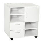 HOMCOM Mobile per Stampante in Legno 2 Cassetti e 1 Anta, Bianco, 60x65x35cm