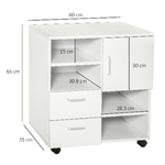 HOMCOM-Mobile-per-Stampante-in-Legno-2-Cassetti-e-1-Anta-Bianco-60x65x35cm