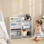 ZONEKIZ-Scaffale-Portagiochi-per-Bambini-con-Ripiani-in-Legno-85x26x84cm-Grigio