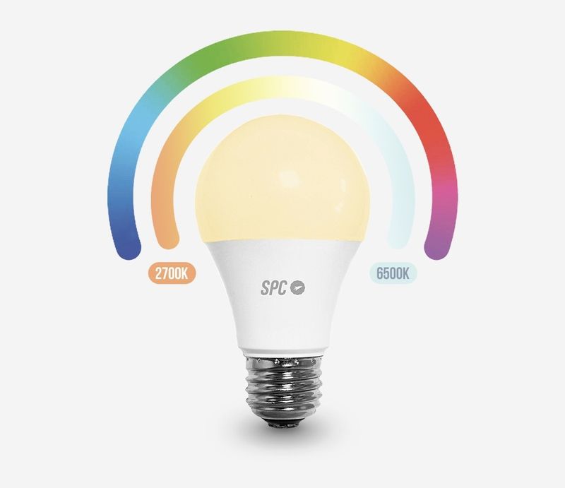 SPC-Aura-1050-Bombilla-Led-Wi-Fi-regolabile-E27---Ambienti-personalizzabili---Controllo-dall-APP-SPC-Iot---Compatibile-c