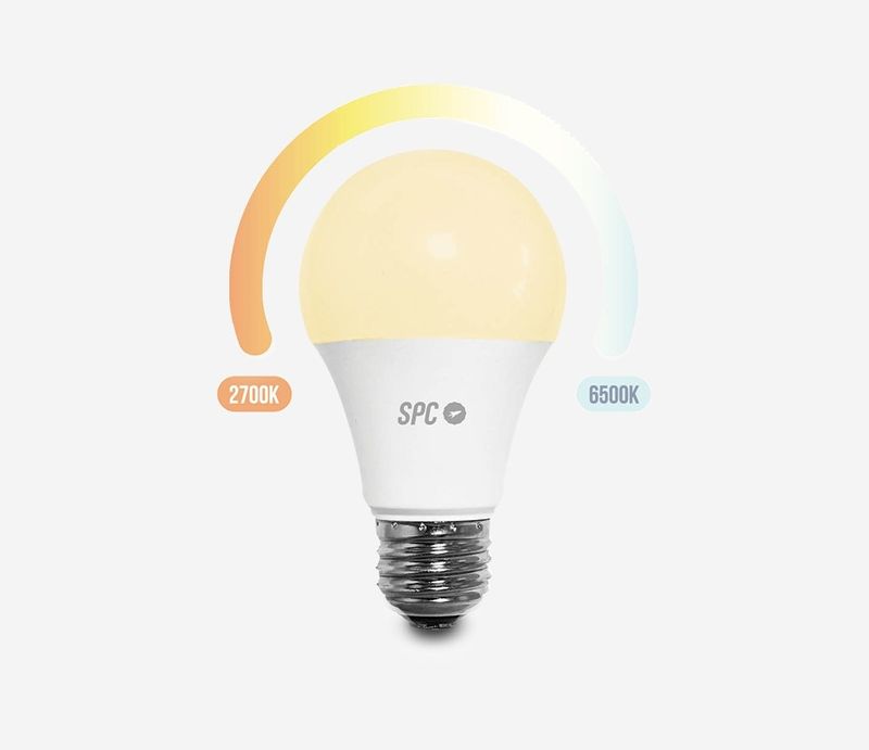 SPC-Aura-1050-Bombilla-Led-Wi-Fi-regolabile-E27---Ambienti-personalizzabili---Controllo-dall-APP-SPC-Iot---Compatibile-c