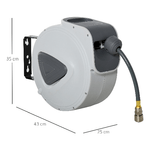 DURHAND-Avvolgitubo-Automatico-20m---194cm-con-Attacco-Φ1-4---Montaggio-a-Parete-e-Ruotabile-di-180°-Grigio