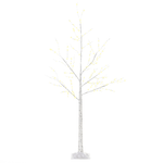 HOMCOM Albero di Natale Bianco con Luci LED, Base Quadrata e Cavo di Alimentazione, in Acciaio e PP, 20x20x150