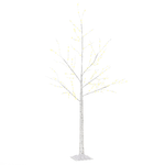 HOMCOM-Albero-di-Natale-Bianco-con-Luci-LED-Base-Quadrata-e-Cavo-di-Alimentazione-in-Acciaio-e-PP-20x20x150