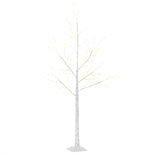 HOMCOM-Albero-di-Natale-Bianco-con-Luci-LED-Base-Quadrata-e-Cavo-di-Alimentazione-in-Acciaio-e-PP-20x20x150
