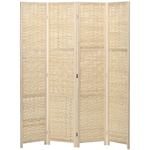 HOMCOM-Paravento-Separe-da-Interno-a-4-Ante-in-Legno-e-Bambu-Pieghevole-e-Salvaspazio-Altezza-170cm-Marrone