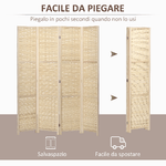 HOMCOM-Paravento-Separe-da-Interno-a-4-Ante-in-Legno-e-Bambu-Pieghevole-e-Salvaspazio-Altezza-170cm-Marrone