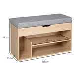 HOMCOM-Scarpiera-2-in-1-Panca-in-Legno-con-Seduta-Imbottita-e-Scomparto-Nascosto-per-Entrata-Ingresso-80-x-30-x-48cm