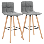 HOMCOM-Set-2-Sgabelli-da-Bar-con-Schienale-e-Poggiapiedi-Seduta-Imbottita-in-Tessuto-e-Gambe-in-Legno---Grigio