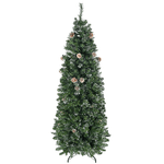 HOMCOM Albero di Natale Artificiale da 180cm con Pigne, 618 Rami e Base in Metallo, Verde