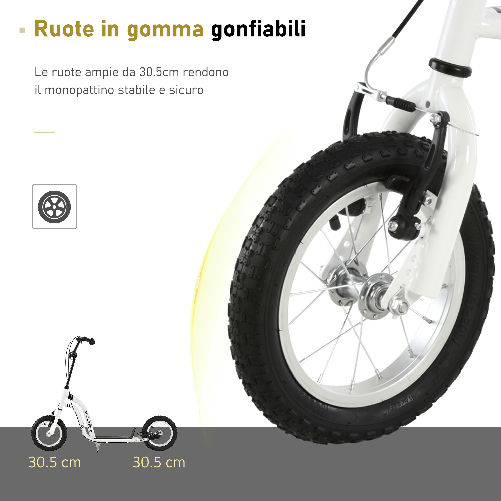 HOMCOM-Monopattino-per-Bambini-5--Regolabile-Doppi-Freni-Pneumatico-Gonfiabile