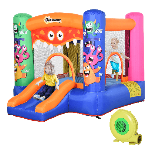 Outsunny-Casa-Gioco-Gonfiabile-Gigante-per-Bambini-con-Scivolo-e-Canestro